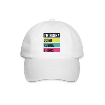 Ich bin Regina und mache Regina-Dinge Retro-Farben - Baseballkappe - Weiß/Weiß - Vorne