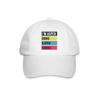Ich bin Aspen und mache Aspen Things Retro-Farben - Baseballkappe - Weiß/Weiß - Vorne