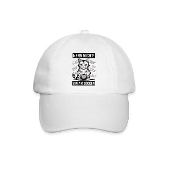 Nerv nicht bin am Zocken Gamer Katze Design - Baseballkappe - Weiß/Weiß - Vorne