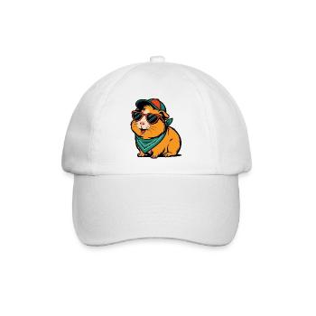 Meerschweinchen mit Herzbrille & Bandana - Baseballkappe - Weiß/Weiß - Vorne