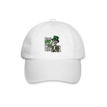 Forget Luck Give Me Beer Skeleton St. Patricks Day - Baseballkappe - Weiß/Weiß - Vorne
