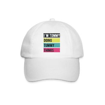 Ich bin Tommy Mache Tommy Dinge Retrofarben - Baseballkappe - Weiß/Weiß - Vorne