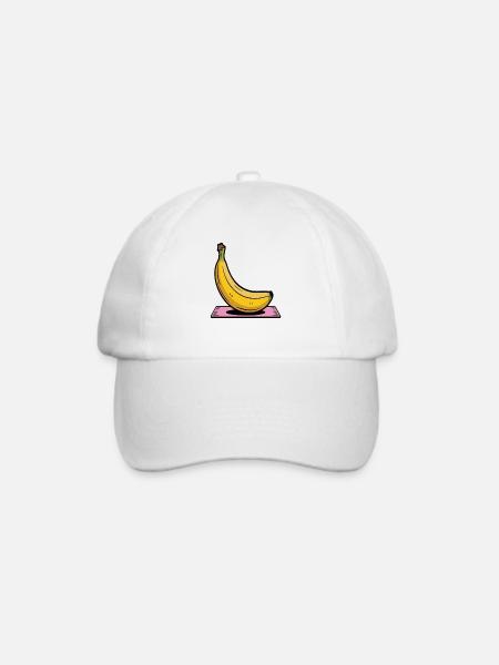 Cartoon Banane auf Yogamatte - Baseballkappe - Weiß/Weiß