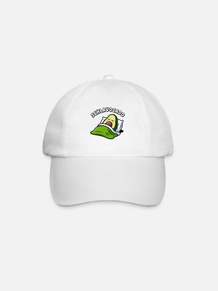 Schlavocado Kawaii Avocado Schlafen Wortspiel - Baseballkappe - Weiß/Weiß