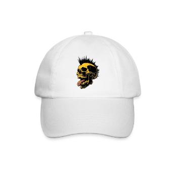 Skull Mohawk Punk Rocker Totenkopf - Baseballkappe - Weiß/Weiß - Vorne