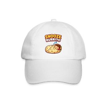 Snooze Burrito Lustiges Schlaf Burrito Design - Baseballkappe - Weiß/Weiß - Vorne