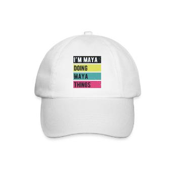 Ich bin Maya und mache Maya-Dinge Retro-Farben - Baseballkappe - Weiß/Weiß - Vorne