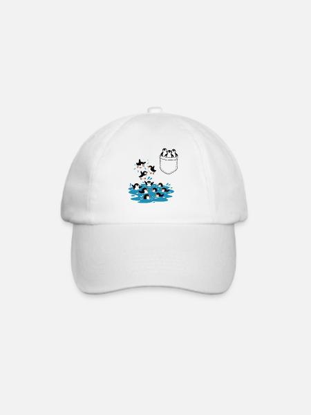 Pinguin Sprung ins Wasser Pocket Design - Baseballkappe - Weiß/Weiß