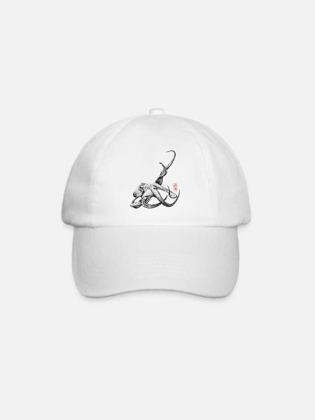 Krake mit Kanji Stamp - Baseballkappe - Weiß/Weiß