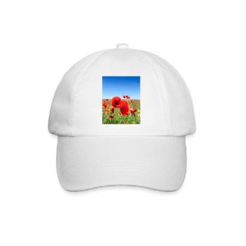 Mohnblumen im blauen Feld - Baseballkappe - Weiß/Weiß - Vorne