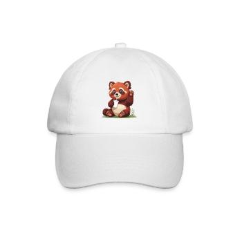 Roter Panda mit Strohhalm - Baseballkappe - Weiß/Weiß - Vorne
