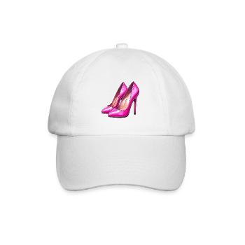 Pink glänzende Stöckelschuhe - Baseballkappe - Weiß/Weiß - Vorne