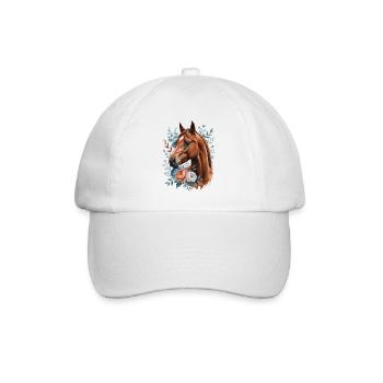 Pferd mit Blumenkranz - Baseballkappe - Weiß/Weiß - Vorne