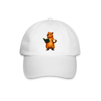 Capybara liest Buch mit Kaffee Buchliebhaber - Baseballkappe - Weiß/Weiß - Vorne