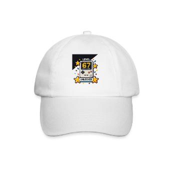 Level 67 Tage Schule freigeschalteter Pixel Gamer - Baseballkappe - Weiß/Weiß - Vorne