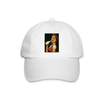 Retro Dame mit Milch Getränk  - Baseballkappe - Weiß/Weiß - Vorne