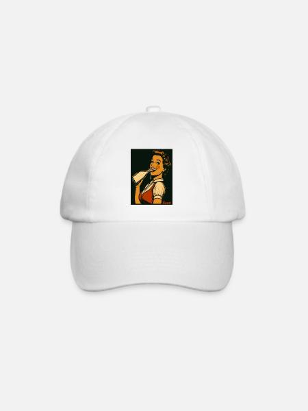 Retro Dame mit Milch Getränk  - Baseballkappe - Weiß/Weiß