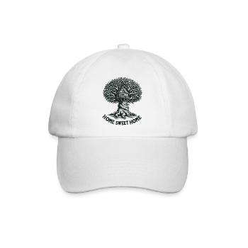 Baumhaus Holzschnitt Waldbild - Baseballkappe - Weiß/Weiß - Vorne