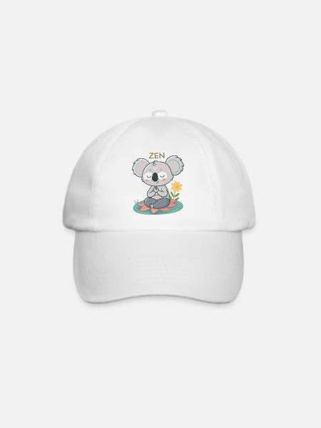 Zen-Koala auf Lotus - Baseballkappe - Weiß/Weiß
