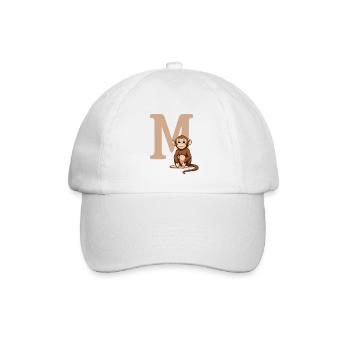 MonkeyM Design mit Großbuchstabe M - Baseballkappe - Weiß/Weiß - Vorne