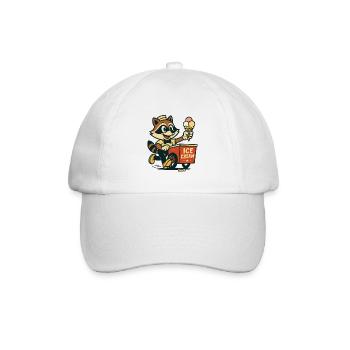 Waschbär Eisverkäufer Retro - Baseballkappe - Weiß/Weiß - Vorne