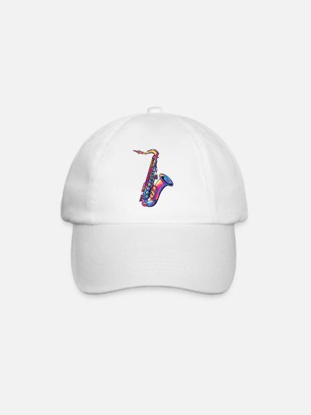 Neon-Saxophon Farbspektrum - Baseballkappe - Weiß/Weiß