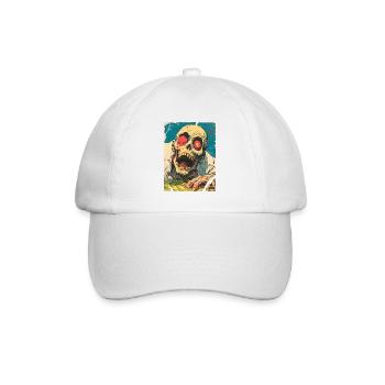 Zombie Totenkopf Gesicht mit rotem Auge Horror - Baseballkappe - Weiß/Weiß - Vorne