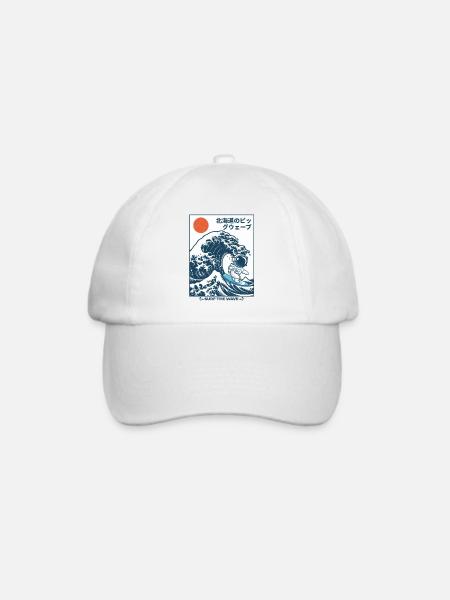 Japan Große Welle Von Hokkaido Surfender Astronaut - Baseballkappe - Weiß/Weiß