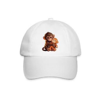 Süßer Baby Affe gibt Faustschlag Monkey Punch - Baseballkappe - Weiß/Weiß - Vorne