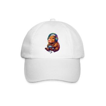 Capybara Lustige Videospiele Capybara - Baseballkappe - Weiß/Weiß - Vorne