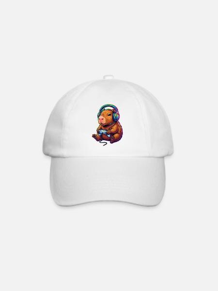 Capybara Lustige Videospiele Capybara - Baseballkappe - Weiß/Weiß