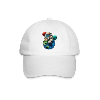 Astronaut umarmt Erde - Baseballkappe - Weiß/Weiß - Vorne