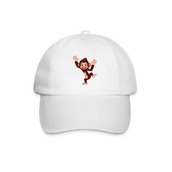 Happy Dancing Monkey Cute Jungle Cartoon Art - Baseballkappe - Weiß/Weiß - Vorne