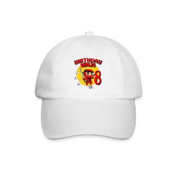 Birthday Ninja 8 Year Old Birthday Party Gift - Baseballkappe - Weiß/Weiß - Vorne