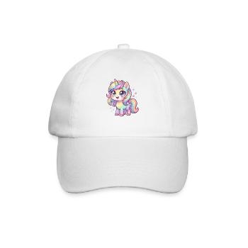Pastellregen-Einhorn Chibi - Baseballkappe - Weiß/Weiß - Vorne