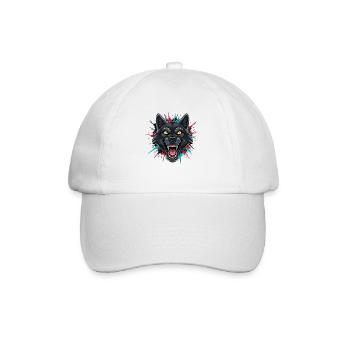 Neon-Wolfkopf Farbspritzer - Baseballkappe - Weiß/Weiß - Vorne