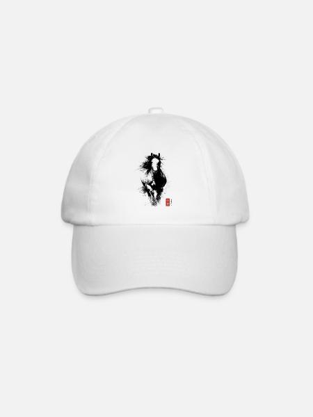 Jahr des Pferdes – Chinesisches Pferde Symbol - Baseballkappe - Weiß/Weiß