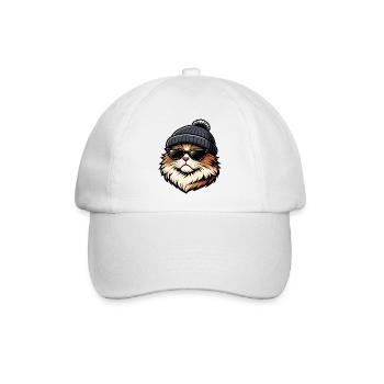 Katzencoolness mit Mütze & Sonnenbrille - Baseballkappe - Weiß/Weiß - Vorne