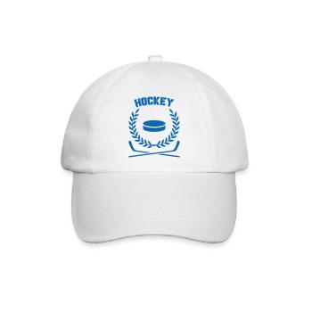 Blaues Eishockeyemblem mit Lorbeer - Baseballkappe - Weiß/Weiß - Vorne