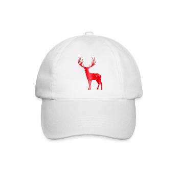 Hirsch mit Geweih Vintage Hirschgeweih Design - Baseballkappe - Weiß/Weiß - Vorne