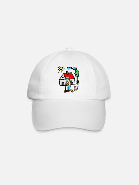 Kleines Haus Abenteuer Skateboard - Baseballkappe - Weiß/Weiß