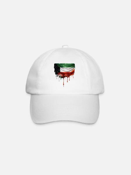 Kuwait Flagge Tropft Kunst - Baseballkappe - Weiß/Weiß