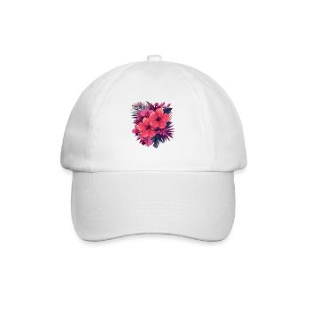 Hibiskusblütenstrauß in Pink-Palette - Baseballkappe - Weiß/Weiß - Vorne
