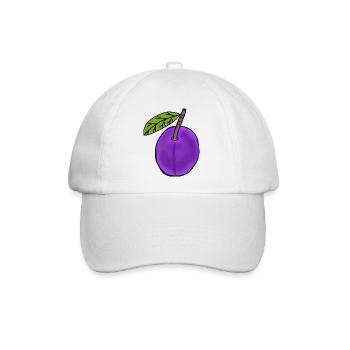 Pflaume Obst Frucht Pflaumen Hobbygärtner - Baseballkappe - Weiß/Weiß - Vorne