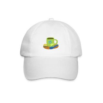 Tasse Kaffee Praline Konditor Genuss  - Baseballkappe - Weiß/Weiß - Vorne