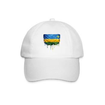 Tropfenkunst: Rwanda Flagge - Baseballkappe - Weiß/Weiß - Vorne