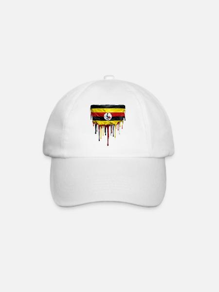 Uganda Flagge Tropfen Kunst - Baseballkappe - Weiß/Weiß
