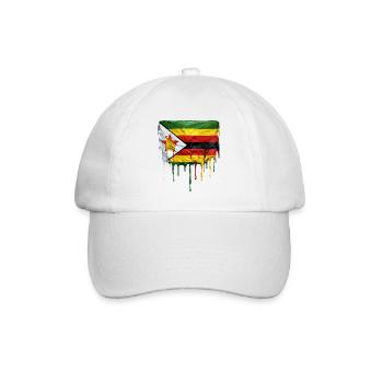 Zimbabwe Flagge mit tropfender Farbe - Baseballkappe - Weiß/Weiß - Vorne