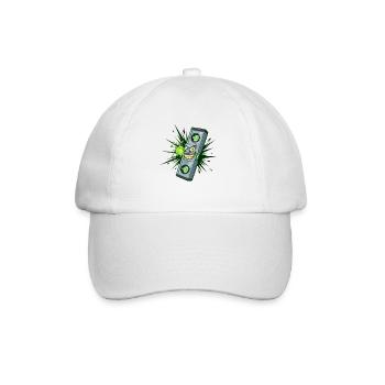 Grinsende Wasserwaage – Cartoon-Tool - Baseballkappe - Weiß/Weiß - Vorne