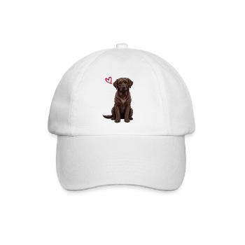 Brauner Labrador Retriever, Brauner Labrador - Baseballkappe - Weiß/Weiß - Vorne